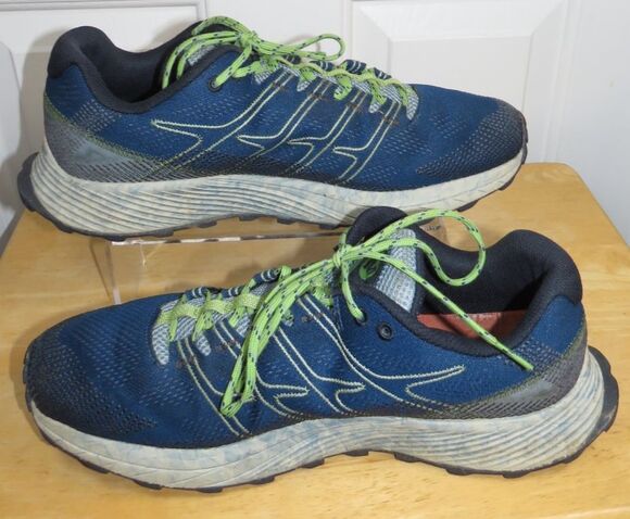 Merrell Moab Flight Trail Running Hiking Vibram Shoes Blue/Green Men\'s Size 11.5 main image 4